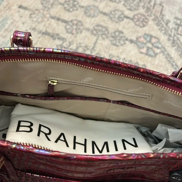 NWT Brahmin Medium Asher Tote in Sangria Melbourne - Picture 9 of 14
